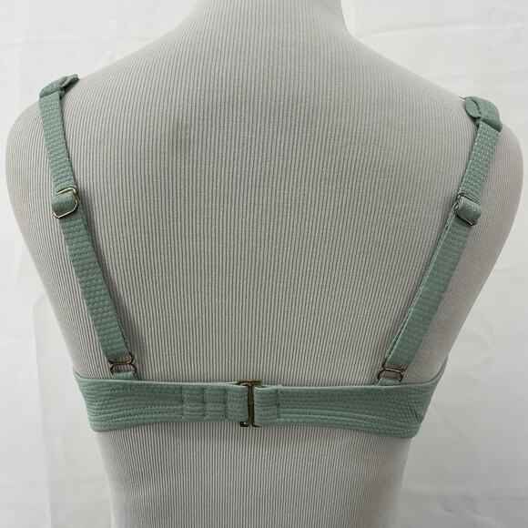 Kona Sol Size Medium Bikini Swimsuit Top Scalloped Pique Scoop Neck Solid Mint - Picture 5 of 8